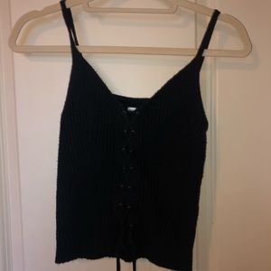 black lace up tank american eagle
